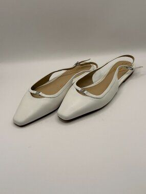 Sam Edelman Women's Cleo White Leather Slingback Flats Sz 7.5
